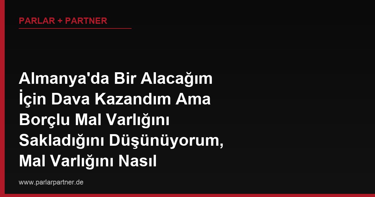 Almanya’da Bir Alacağım İçin Dava Kazandım Ama Borçlu Mal Varlığını Sakladığını Düşünüyorum, Mal Varlığını Nasıl Araştırabilirim?