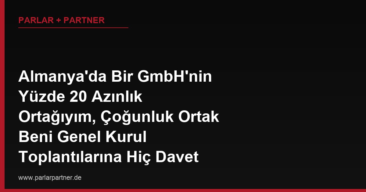 Almanya’da Bir GmbH’nin Yüzde 20 Azınlık Ortağıyım, Çoğunluk Ortak Beni Genel Kurul Toplantılarına Hiç Davet Etmiyor, Alınan Kararlar Geçerli mi?