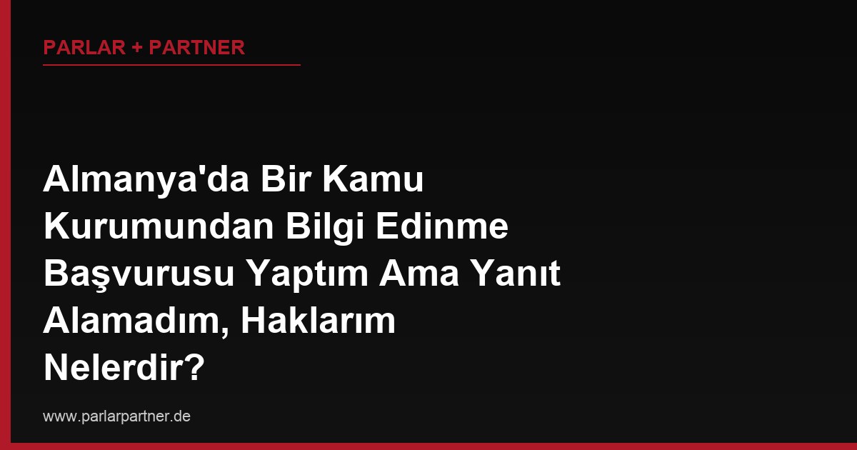 Almanya’da Bir Kamu Kurumundan Bilgi Edinme Başvurusu Yaptım Ama Yanıt Alamadım, Haklarım Nelerdir?