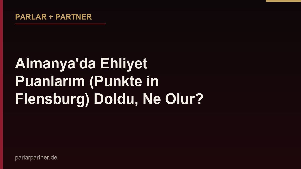 Almanya’da Ehliyet Puanlarım (Punkte in Flensburg) Doldu, Ne Olur?