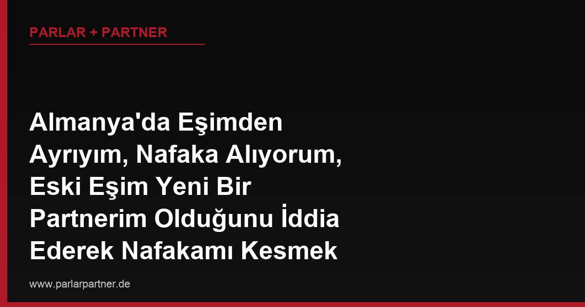 Almanya’da Eşimden Ayrıyım, Nafaka Alıyorum, Eski Eşim Yeni Bir Partnerim Olduğunu İddia Ederek Nafakamı Kesmek İstiyor, Bu İddiası Tek Başına Nafakamı Keser mi?