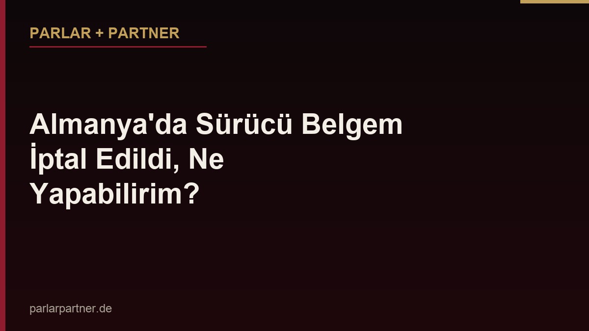 Almanya’da Sürücü Belgem İptal Edildi, Ne Yapabilirim?