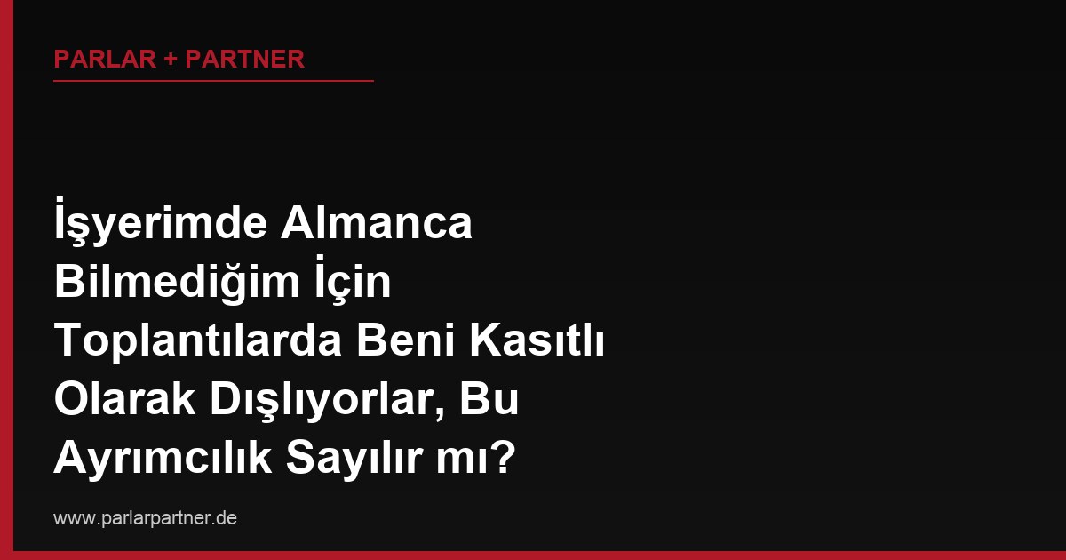 İşyerimde Almanca Bilmediğim İçin Toplantılarda Beni Kasıtlı Olarak Dışlıyorlar, Bu Ayrımcılık Sayılır mı?