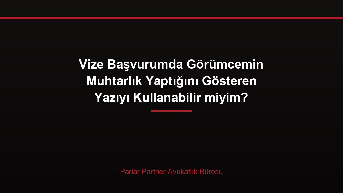 Vize Başvurumda Görümcemin Muhtarlık Yaptığını Gösteren Yazıyı Kullanabilir miyim?