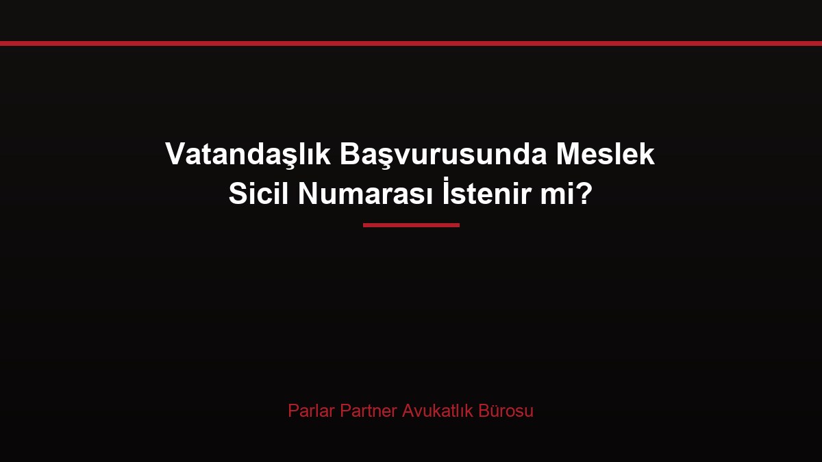 Vatandaşlık Başvurusunda Meslek Sicil Numarası İstenir mi?